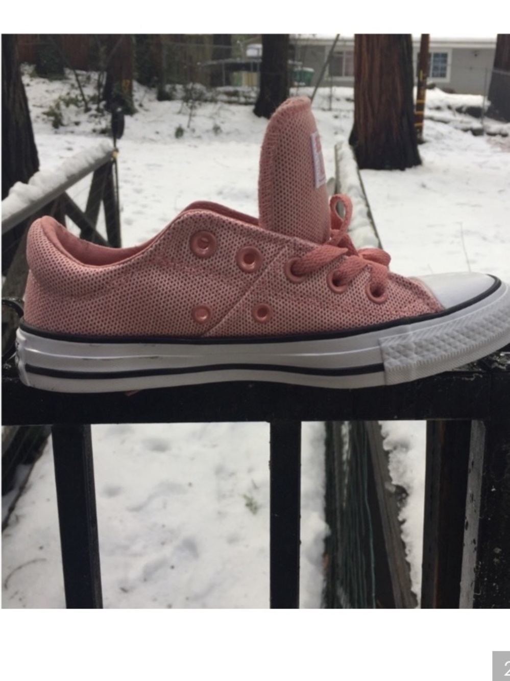 Converse Pink Low-Top Canvas Sneakers with White Toe Cap - Picture 5 of 10